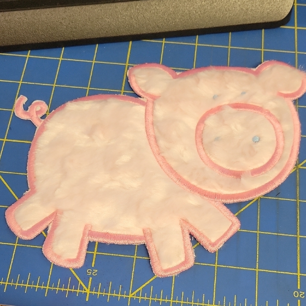Pink Pig Plush Sew On Patch 7.5" x 6.5" New